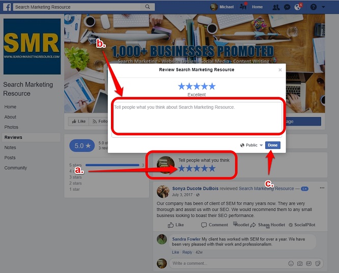 Using social media to promote business on with Facebook reviews